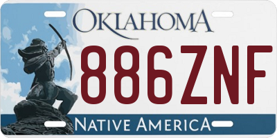 OK license plate 886ZNF