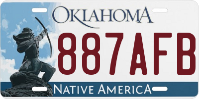 OK license plate 887AFB