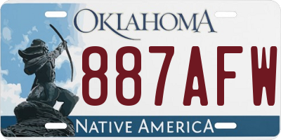 OK license plate 887AFW