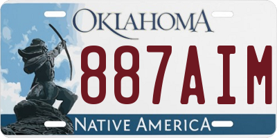OK license plate 887AIM
