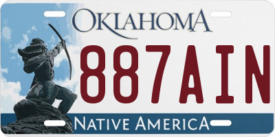 OK license plate 887AIN