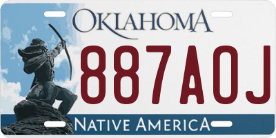 OK license plate 887AOJ