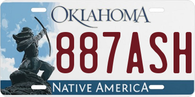 OK license plate 887ASH