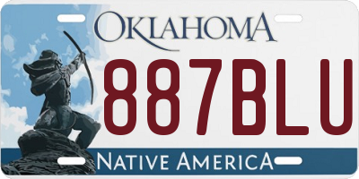 OK license plate 887BLU