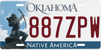 OK license plate 887ZPW