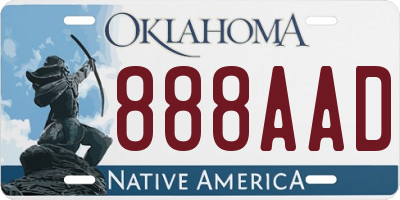 OK license plate 888AAD