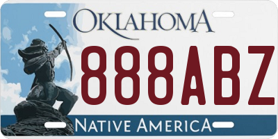 OK license plate 888ABZ