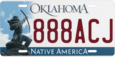 OK license plate 888ACJ