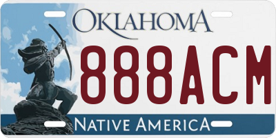 OK license plate 888ACM