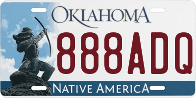 OK license plate 888ADQ