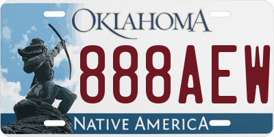 OK license plate 888AEW