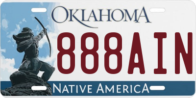 OK license plate 888AIN