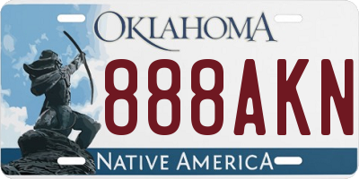 OK license plate 888AKN