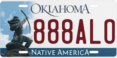OK license plate 888ALO