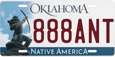 OK license plate 888ANT