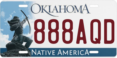 OK license plate 888AQD