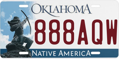 OK license plate 888AQW