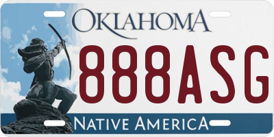 OK license plate 888ASG