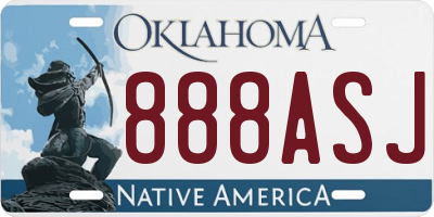 OK license plate 888ASJ
