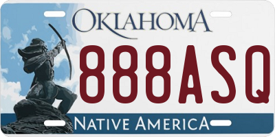 OK license plate 888ASQ
