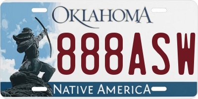 OK license plate 888ASW