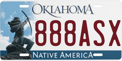 OK license plate 888ASX