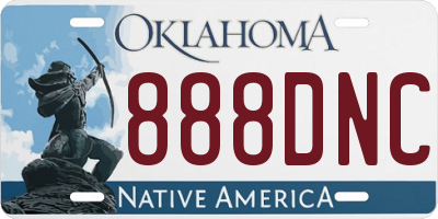 OK license plate 888DNC