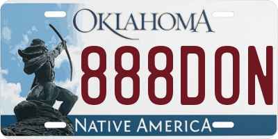 OK license plate 888DON