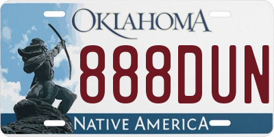 OK license plate 888DUN
