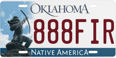 OK license plate 888FIR