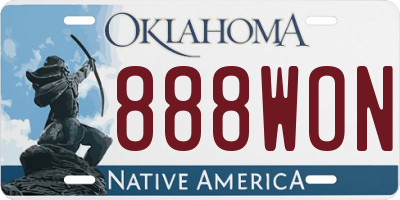 OK license plate 888WON
