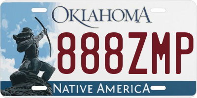 OK license plate 888ZMP