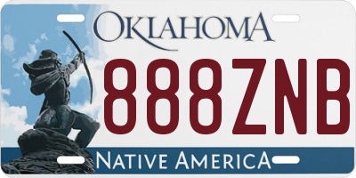 OK license plate 888ZNB