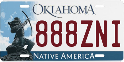 OK license plate 888ZNI
