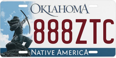 OK license plate 888ZTC
