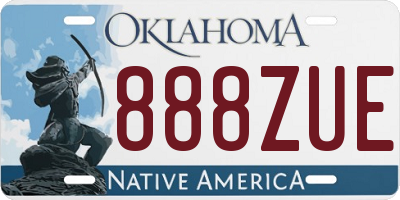 OK license plate 888ZUE