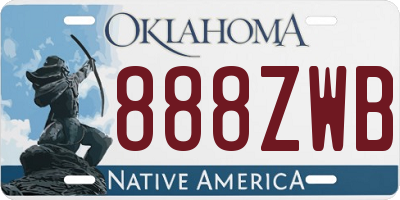 OK license plate 888ZWB