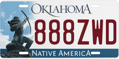 OK license plate 888ZWD