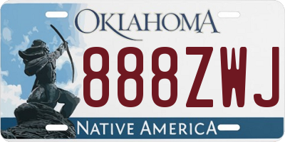 OK license plate 888ZWJ