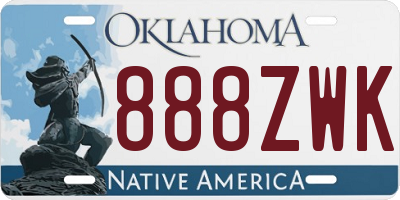 OK license plate 888ZWK