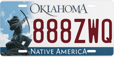 OK license plate 888ZWQ