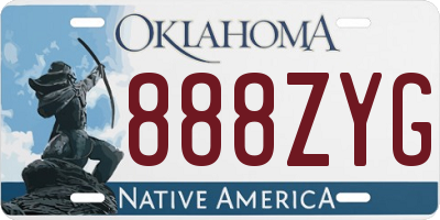 OK license plate 888ZYG