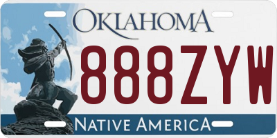 OK license plate 888ZYW