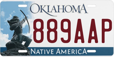 OK license plate 889AAP