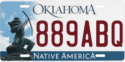 OK license plate 889ABQ