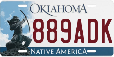OK license plate 889ADK