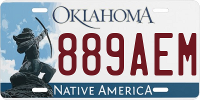 OK license plate 889AEM