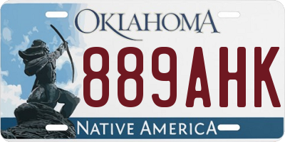 OK license plate 889AHK