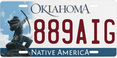 OK license plate 889AIG