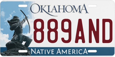 OK license plate 889AND